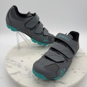 Giro Riela R II Cycling Shoes Women 7.5 Grey Teal Mountain Bike MTB SPD Cleats